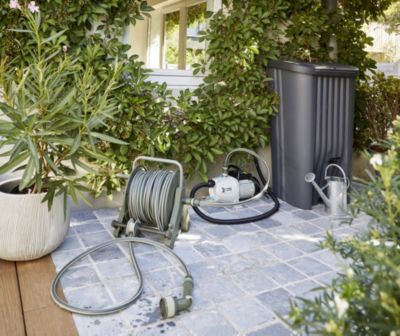 Récupérateur d'eau de pluie 150L Eda Plastiques coloris anthracite L.59,4 x l.50,3 x H.1103 cm