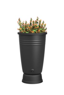 Récupérateur d'eau de pluie 200L Elho coloris noir Ø.38 x H.101 cm