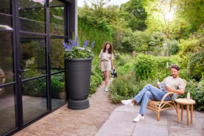 Récupérateur D'eau De Pluie 200L Noir ⌀.60 X H.106,6 Cm