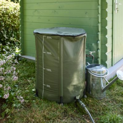 Récupérateur d'eau de pluie 200L Verve coloris vert Ø.60 x H.70 cm