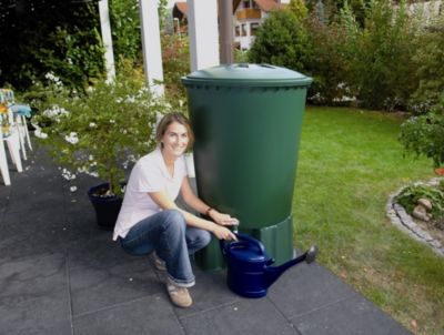 Récupérateur d'eau de pluie 210L Graf coloris vert Ø.77 x H.80 cm