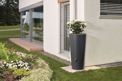 Récupérateur d'eau de pluie 220L Garantia coloris gris foncé Ø.58 x H.120 cm