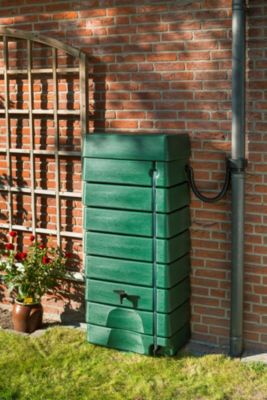 Récupérateur d'eau de pluie 276L Nature coloris vert L.58,5 x l.39,5 x H.134,5 cm