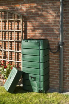 Récupérateur d'eau de pluie 276L Nature coloris vert L.58,5 x l.39,5 x H.134,5 cm