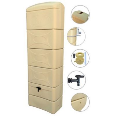 Récupérateur d'eau de pluie 300L Bellijardin coloris beige L.34 x l.60 x H.183 cm