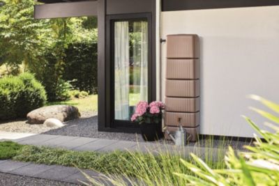 Récupérateur d'eau de pluie 300L Garantia coloris taupe L.58 x l.37 x H.182 cm