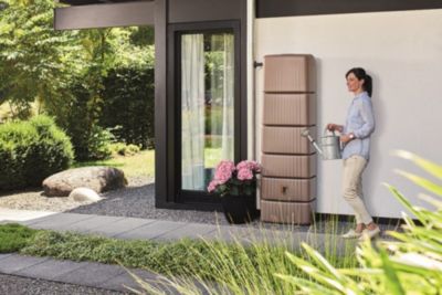 Récupérateur d'eau de pluie 300L Garantia coloris taupe L.58 x l.37 x H.182 cm