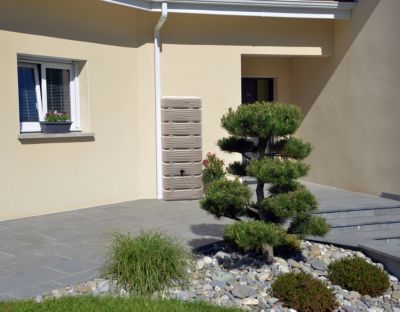 Récupérateur d'eau de pluie 320L Dune coloris grège L.60 x l.40 x H.145 cm Belli avec kit raccord + arrosoir