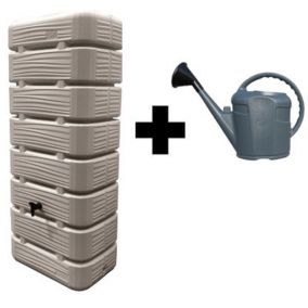 Récupérateur d'eau de pluie 320L Dune coloris grège L.60 x l.40 x H.145 cm Belli avec kit raccord + arrosoir