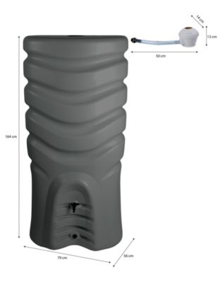 Récupérateur d'eau de pluie 550 L EDA Plastiques coloris anthracite L.79 x l.56 x H.164 cm