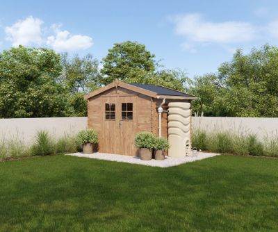 Récupérateur d'eau de pluie 550L Eda coloris beige L.79 x l.56 x H.164 cm