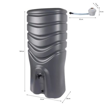 Récupérateur d'eau de pluie 550L Eda Plastiques coloris anthracite L.79 x l.56 x H.164 cm