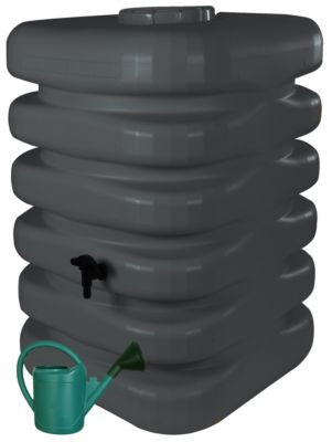 Récupérateur d'eau de pluie avec arrosoir 350 L Belli coloris anthracite L.60 x l.60 x H.120 cm