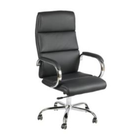 REED - Fauteuil de Bureau Simili Cuir Noir et Chrome