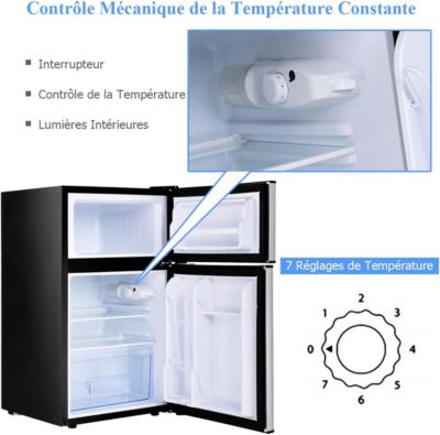 Refrigerateur 90 L Combine Refrigerateur 63L avec Temperature Reglable Congelateur 27L