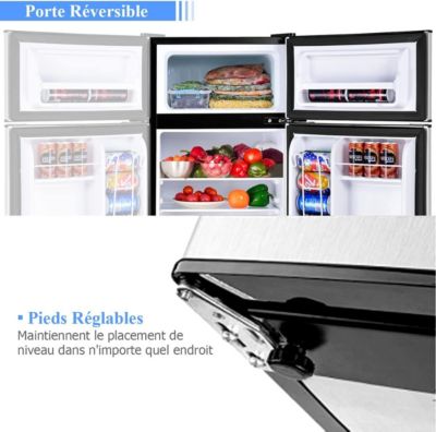 Refrigerateur 90 L Combine Refrigerateur 63L avec Temperature Reglable Congelateur 27L