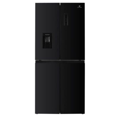 Refrigerateur Americain - Frigo  4 portes avec distributeur d'eau - 464L - Total No Frost - L79 cm x H 180 cm - Noir - Classe D