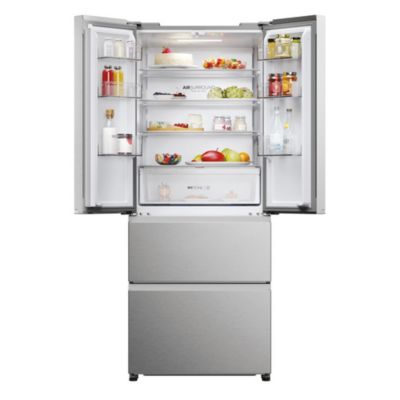 Refrigerateur Americain - Frigo  multi-portes - HAIER - HFR3718ENMM - Classe E - 402 L 262 + 140 - 37 dB - Gris