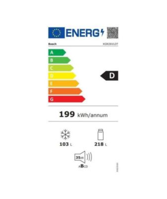 Refrigerateur combine  KGN36VLDT  bosch ventile (no frost) congélateur en bas 321 L