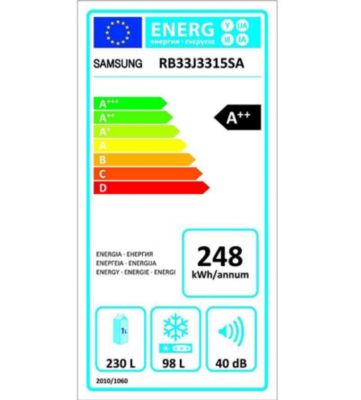 Refrigerateur combine  RB33J3315SA  samsung ventile (no frost) congélateur en bas 339 L