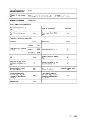 Réfrigérateur congélateur à poser porte réversible Bosch KGN36VLED 237L / 87L, inox