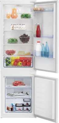 Réfrigérateur congélateur encastrable porte réversible Beko BCSA285K4SFN 193L / 78L, blanc