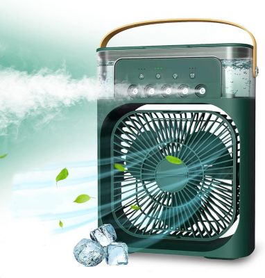 Refroidisseur d'air portable, réservoir d'eau de 500 ml, lumières 7 couleurs, 3 vitesses de ventilation , vert