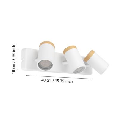 Reglette 3 spots de salle de bain Consuma blanc mat GU10 IP44 L.40 x l. 12 x H. 10cm Eglo