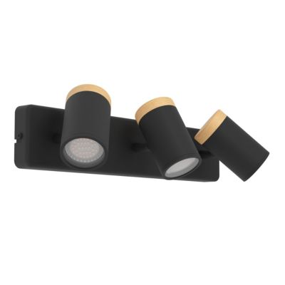 Reglette 3 spots de salle de bain Consuma noir mat GU10 IP44 L.40 x l. 12 x H. 10cm Eglo