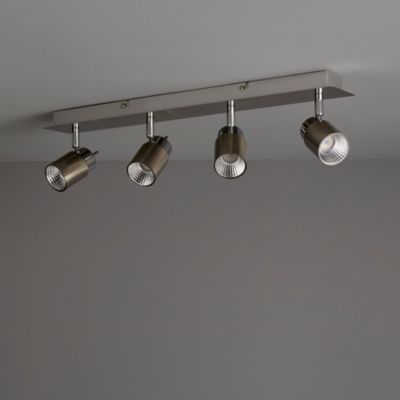 Plafonnier 4 spots Hades métal gris/chrome LED 4x3,5 W