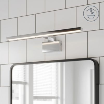 Réglette LED 3 en 1 mur miroir meuble argent IP44 1350lm L.50xl.13,6xP.50cm GoodHome Craven