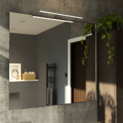 Réglette LED 3 en 1 mur miroir meuble argent IP44 1350lm L.50xl.13,6xP.50cm GoodHome Craven