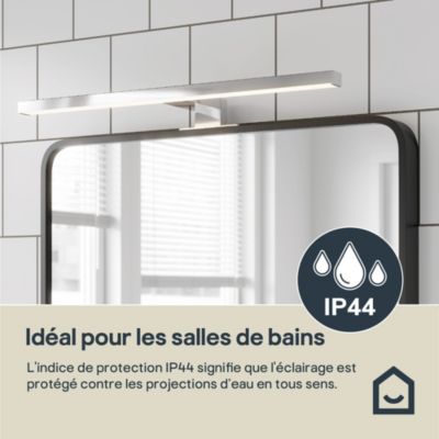 Réglette LED 3 en 1 mur miroir meuble argent IP44 1350lm L.50xl.13,6xP.50cm GoodHome Craven