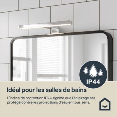 Réglette LED 3 en 1 mur miroir meuble argent IP44 900lm L.30xl.13,6xP.30cm GoodHome Craven