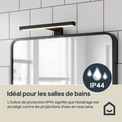 Réglette LED 3 en 1 mur miroir meuble noir L.30 cm IP44 900lm GoodHome Craven