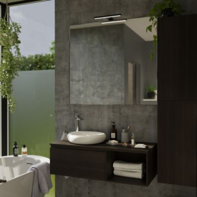 Réglette LED 3 en 1 mur miroir meuble noir L.30 cm IP44 900lm GoodHome Craven