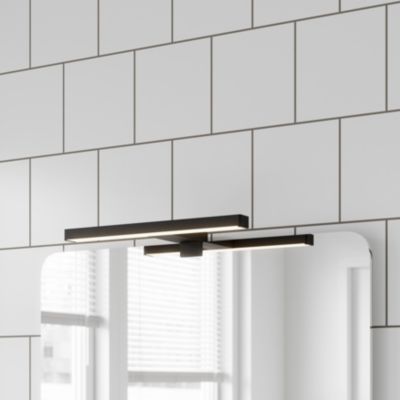 Réglette LED 3 en 1 mur miroir meuble noir L.30 cm IP44 900lm GoodHome Craven