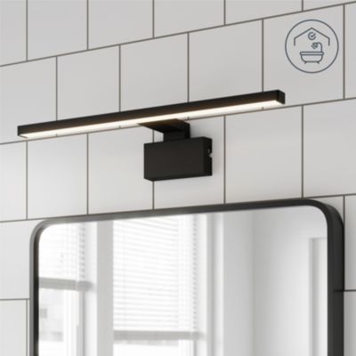 Réglette LED 3 en 1 mur miroir meuble noir L.50 cm IP44 1350lm GoodHome Craven