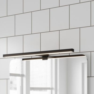 Réglette LED 3 en 1 mur miroir meuble noir L.50 cm IP44 1350lm GoodHome Craven