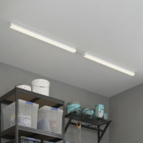 Réglette lumineuse LED intégrée 4400lm 36.5W IP20 blanc neutre GoodHome blanc L. 120 x l. 6.8cm