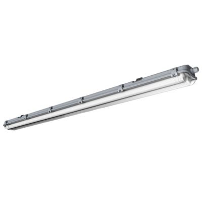 Réglette lumineuse Pagon T8 blanc neutre 2x1800lm 18W IP65 L.129,3x l.11 x H.6,4cm gris GoodHome