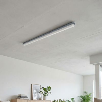 Réglette lumineuse Pagon T8 blanc neutre 2x2200lm 22W IP65 L.158,9 x l.11x H.6,4cm gris GoodHome