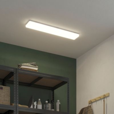 Réglette lumineuse Serrao LED intégrée blanc neutre IP44 5900lm 48W L.90xl.16xH.5cm blanc GoodHome