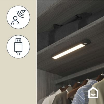 Réglette sous meuble Fiennes LED intégrée blanc neutre IP20 120lm 1.9W L.27xl.4,1xH.2cm noir GoodHome