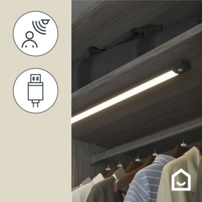 Réglette sous meuble Fiennes LED intégrée blanc neutre IP20 260lm 3.7W L.54xl.4,1xH.2cm noir GoodHome