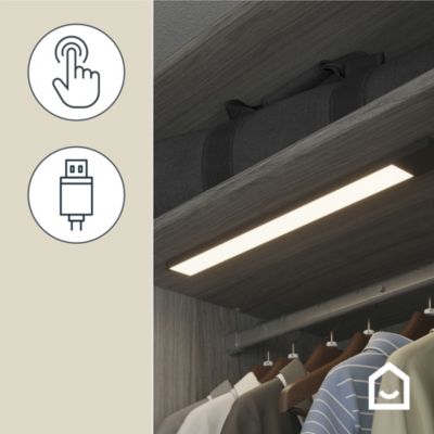 Réglette sous meuble Gamboa LED intégrée blanc neutre IP20 200lm 3.2W L.50xl.5xH.1cm noir GoodHome
