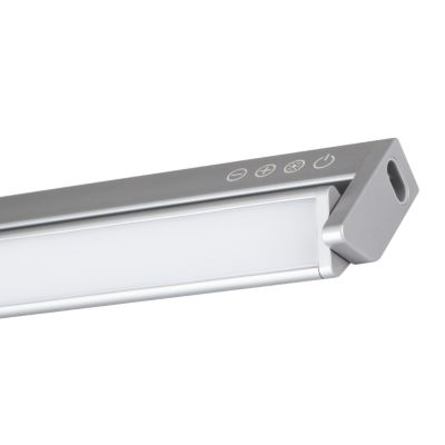 Réglette sous meuble Idonie LED intégrée blanc neutre IP20 1100lm dimmable 9W l.55,9xL.2,5xH.6,2cm métal et plastique chrome GoodHome