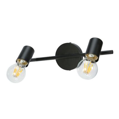 Réglette spot 2 lumières E27 8.6W GoodHome Ghlin noir mat L.33 x L.10 x H.15 cm