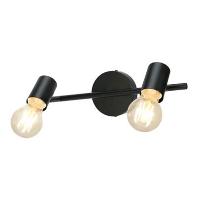 Réglette spot 2 lumières E27 8.6W GoodHome Ghlin noir mat L.33 x L.10 x H.15 cm