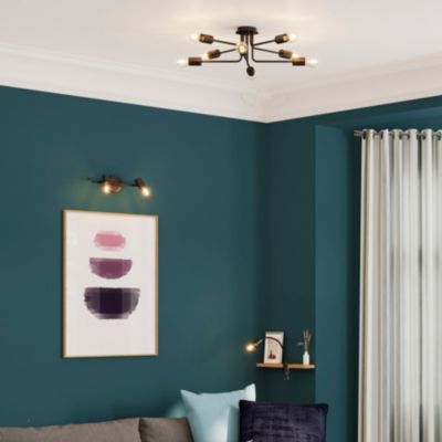 Réglette spot 2 lumières E27 8.6W GoodHome Ghlin noir mat L.33 x L.10 x H.15 cm
